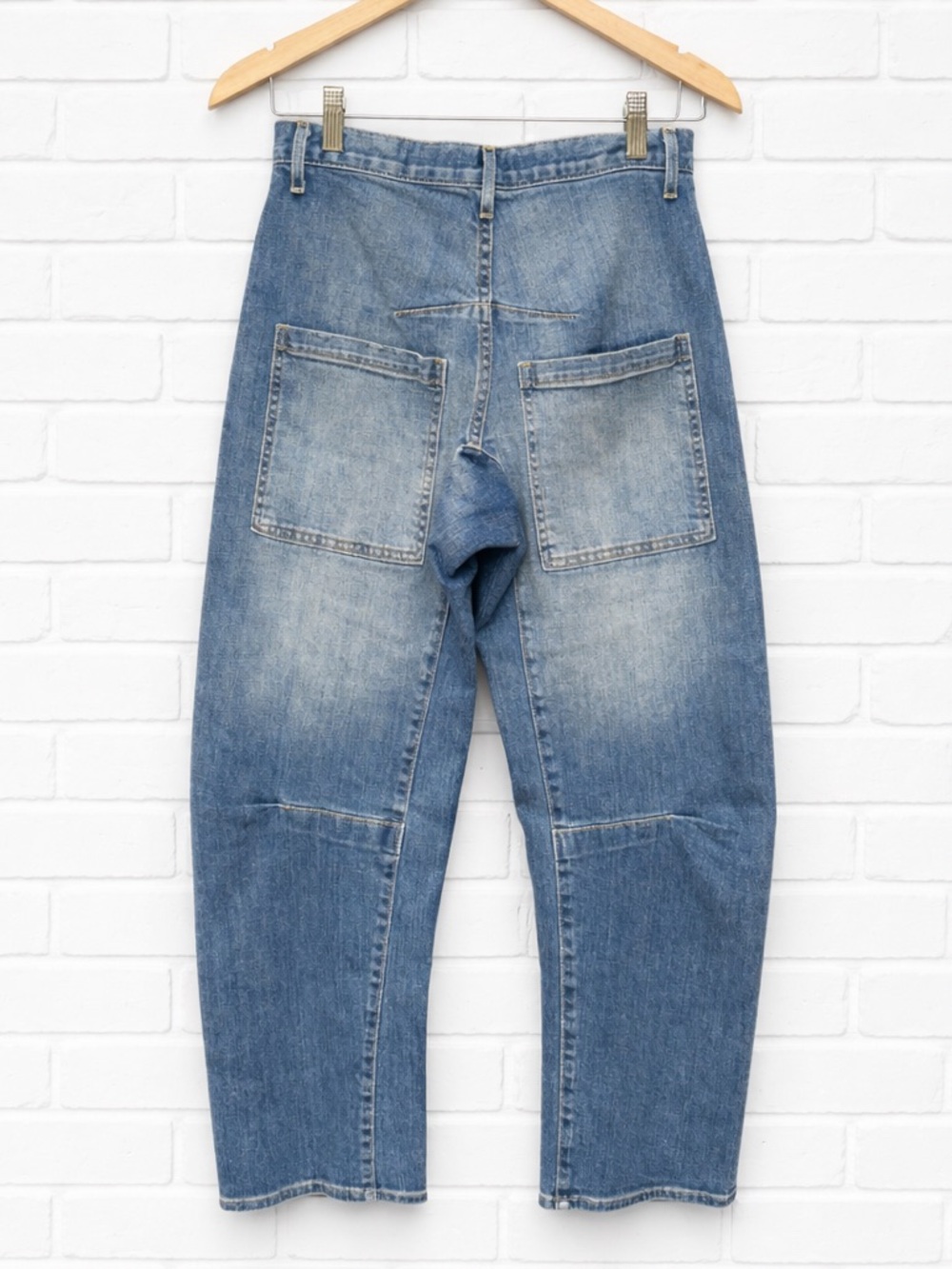 Nili Lotan Blue Jeans SHON JEAN Mid-Rise Non-Stretch Bow-Leg Denim Barrel - Picture 4 of 8